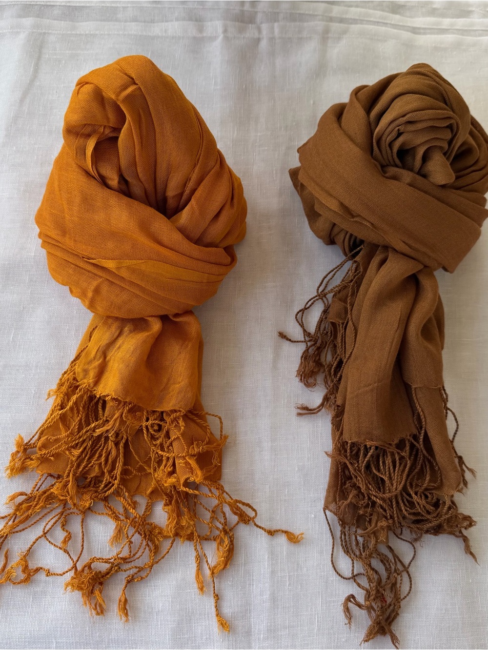 Set of 2 Lightweight Women's Scarf - Burnt Orange and Brown